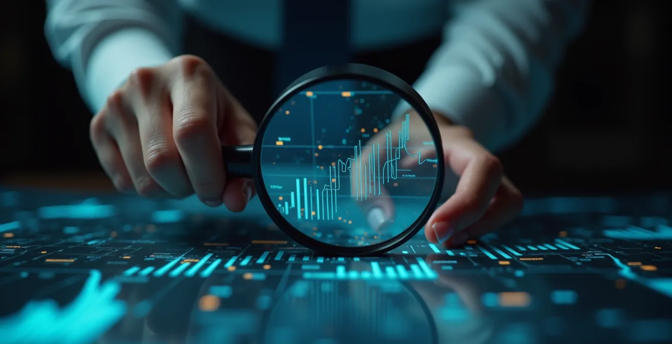 Abstrakte Darstellung von verzerrten Dateninterpretationen durch Confirmation Bias