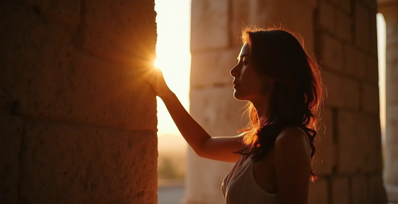 Emotionale menschliche Begegnung mit historischem Monument