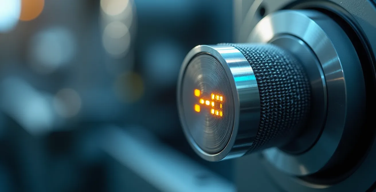 Makroaufnahme von Sensortechnik für vorausschauende Wartung in der deutschen Industrie