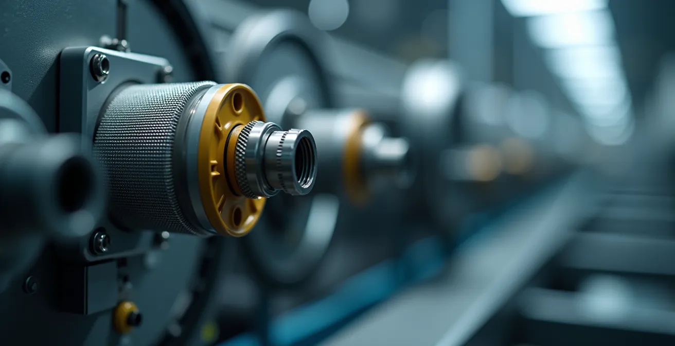 Nahaufnahme von IoT-Sensoren an industriellen Maschinen